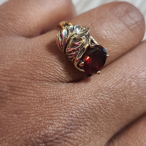 Vintage Rhodolite Two-tone 1ct Oval Cut Size 6.5 Technibond Ring - Picture 4 of 7